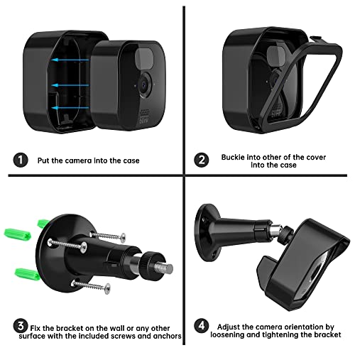 Tyeyober Blink - Supporto per fotocamera da esterni, regolabile da parete con custodia protettiva per fotocamera Blink Outdoor e sistema di telecamera di sicurezza interna (nero, 2 pezzi)