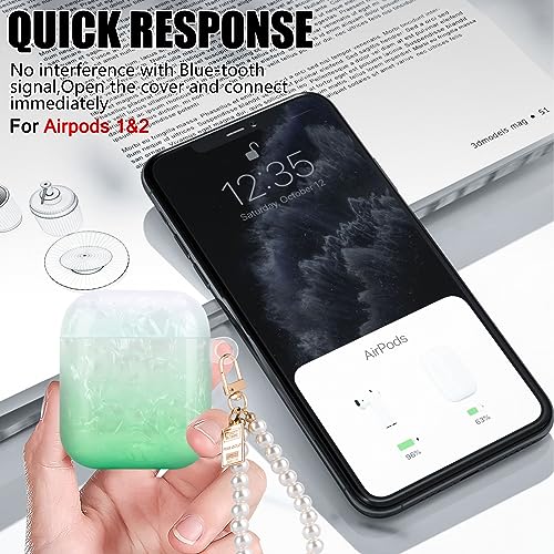 DiyGody Custodia Protettiva Antiurto in Silicone TPU per Airpods 1&2 Generazione per Donne, Cover Glitter per Airpods 1/2 Generazione con Portachiavi in Perle, Adorabile Case Anti Scivolo AntiGraffio