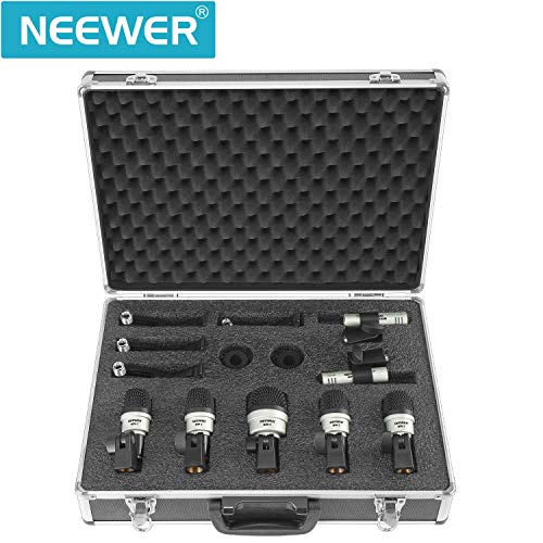 Neewer Set di 7 micro cablato per percussione, microfono per grande cassa/tamburo/condensatore per percussioni, vocali e altri strumenti con morsetto, inserti, supporto per microfono e alloggiamento