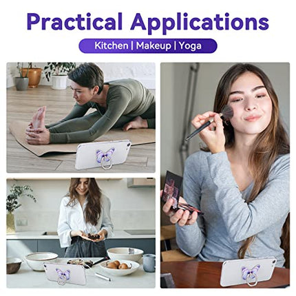 Cobee Supporto per anello per cellulare a farfalla, con motivo a farfalla, in metallo verniciato a forma di farfalla, con rotazione a 360°, impugnatura con manopola (Blu, viola, rosa)