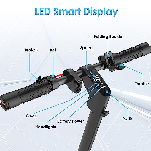 Monopattino Elettrico per Adulti Pieghevole con Motore Potente Autonomia di 20 km Display LCD Regolazione a 3 Velocità e Luci LED (X8)