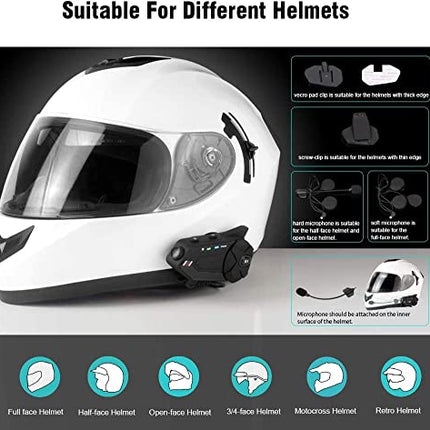 OBEST Moto Bluetooth Interfono, Casco da moto, con 1080P, fotocamera, 1000 m, 6 Riders Group Intercom impermeabile, con scheda FM/Bluetooth 5.0/64G TF/2 in 1 Microfono