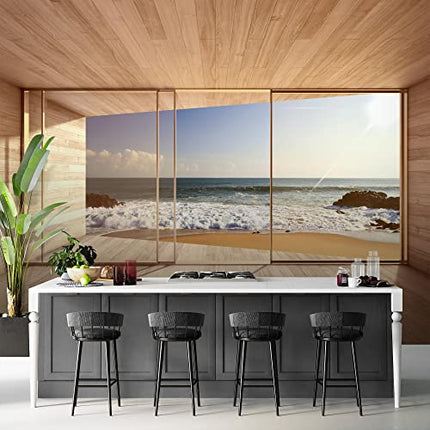 Carta da parati fotografica Finestra sul mare 352 x 250 cm Vello Sfondo Murale XXL Moderne Decorazione Soggiorno Camera De Letto Sala Ufficio blu marrone 9051011a