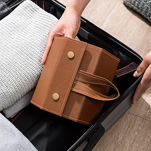 CHENKEE Scatola Portaoggetti Occhiali da Sole, Scatola Portaoggetti Occhiali 6 Scomparti Organizzatore per Occhiali Sole Custodia Occhiali in Pelle Occhiali Organizer da Viaggio (Marrone)