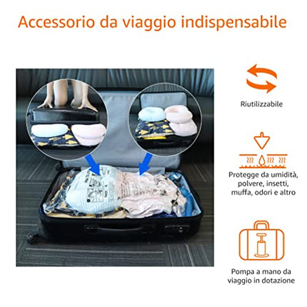 Amazon Basics Sacchetti sottovuoto con pompa a mano, Multiple confezione da 12 (3 jumbo, 3 grandi, 3 medi, 3 piccoli)