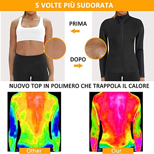 Gotoly Maglia Sauna Dimagrant Donna Tuta per Sudare Dimagrire Fitness Manica Lunga T-Shirt Fascia Dimagrante Canotta Termici Sportiva Gilet Body Shaper (Nero, M)