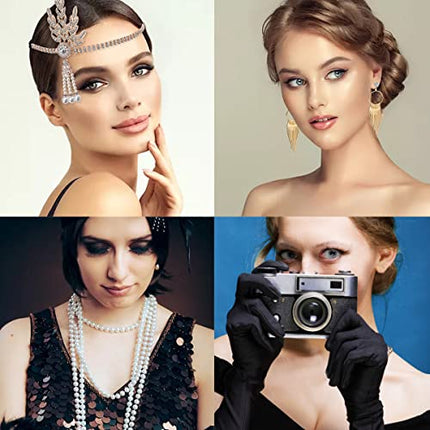LOMUG Set di accessori per costume da donna anni '20, accessorio per costume anni '20, costume da donna con copricapo, guanti, orecchini, collane, bracciali, fan per balli di fine anno decorazione set