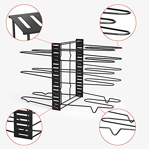 Liesun Contenitore pentola con 8 scomparti regolabili, contenitore coperchio casseruola, contenitore pentole nell'armadio, contenitore pentola, contenitore per pentole, contenitore per cucina piatto,