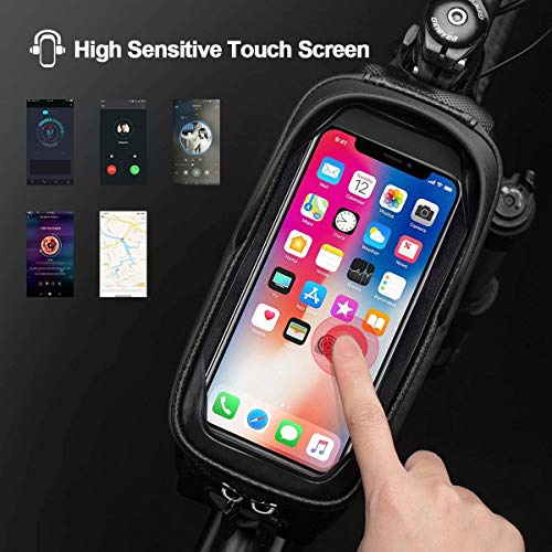 ROCKBROS Borsa da Telaio Bici Rigida Impermeabile, Borsa Tubo Anteriore per MTB Bicicletta, Porta Cellulare 6.5 Pollici TPU Touchscreen, Grande capacità 1.7L Accessori Bike