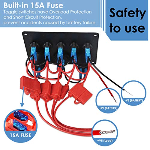 12/24V Pannello di Commutazione Marino, Porta caricatore USB 4.2A + Presa accendisigari + Voltmetro, IP65 impermeabile Interruttori per Auto Barca Macchina RV veicoli Controllo del Circuito