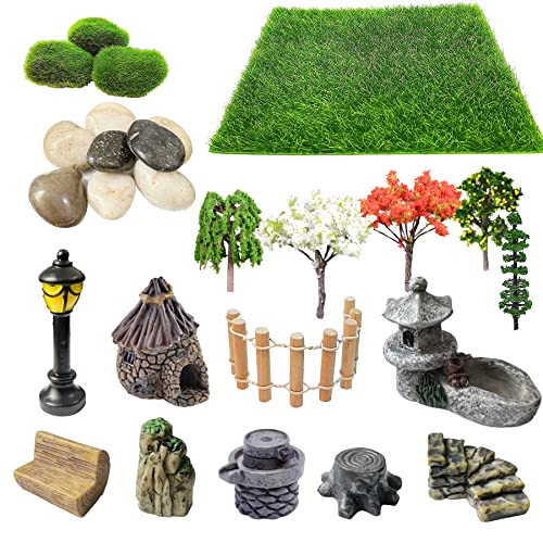 Cayway 26 Pz Accessori per Giardino Delle Fate in Miniatura, Accessori per Giardino Zen, Miniature per Giardino delle Fate per Prato del Giardino Fatato Fai Da Te