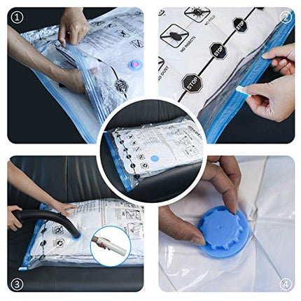 Amazon Basics Sacchetti sottovuoto con pompa a mano, Multiple confezione da 12 (3 jumbo, 3 grandi, 3 medi, 3 piccoli)