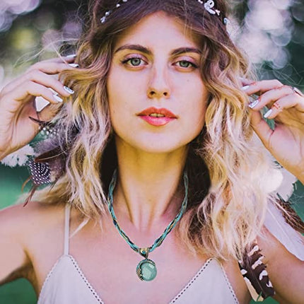RIXERKOC Retro Vintage Bohemian Collana per le donne ragazze Bohemian dichiarazione perline turchese strass pendente collare collana Gioielli di moda