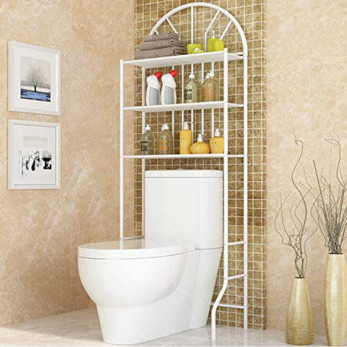 RELOVE Scaffale Multifunzione per Bagno Rack Mensole Salvaspazio, Organizer per Bagno, WC, Bidet e Lavanderia, 3 Ripiani Portaoggetti in Ferro, Portasciugamani (65 * 34 * 177cm (bianco))