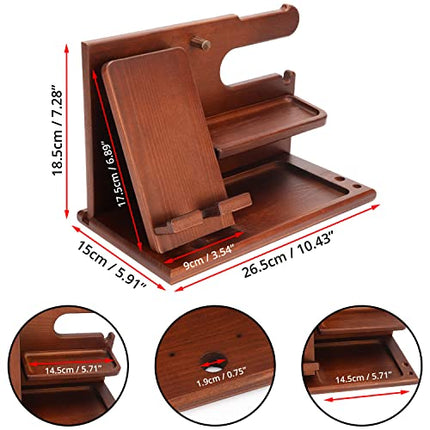 BELLE VOUS Docking Station con Supporto Cellulare Legno - Svuotatasche Legno per Comodino/Tavolino - Organizzatore Scrivania per Portafoglio, Orologio, Chiavi e Gadget - Idee Regalo per Uomini