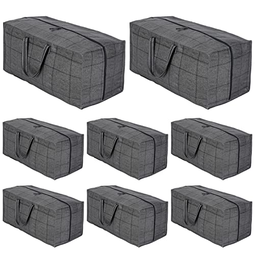 VENO Set da 8 Borse da trasloco extra-large resistenti con cinghie da zaino, spostare oggetti, zip e manici resistenti, porta abiti, cesta dei panni, riutilizzabile (Nero Finestra, Set da 8)