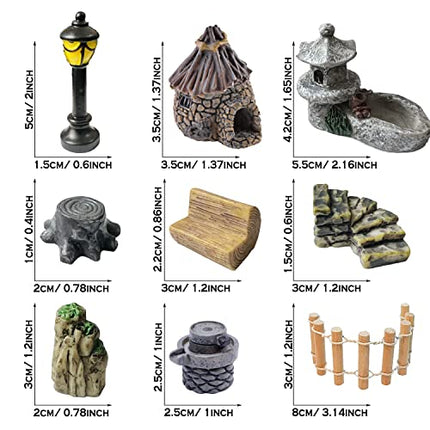 Cayway 26 Pz Accessori per Giardino Delle Fate in Miniatura, Accessori per Giardino Zen, Miniature per Giardino delle Fate per Prato del Giardino Fatato Fai Da Te