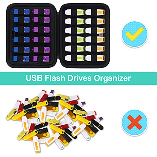 BOVKE 34 Slot Custodia per unità flash Custodia USB Custodia per disco rigido Organizzatore elettronico Scheda SD Custodia per memoria per Sandisk, chiavette Samsung, tasca extra per accessori, nero