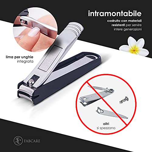 FABCARE Tagliaunghie con raccolta unghie e lima per unghie integrata - include custodia ed ebook - extra taglienti e durevoli - tagliaunghie per manicure e pedicure - tagliaunghie