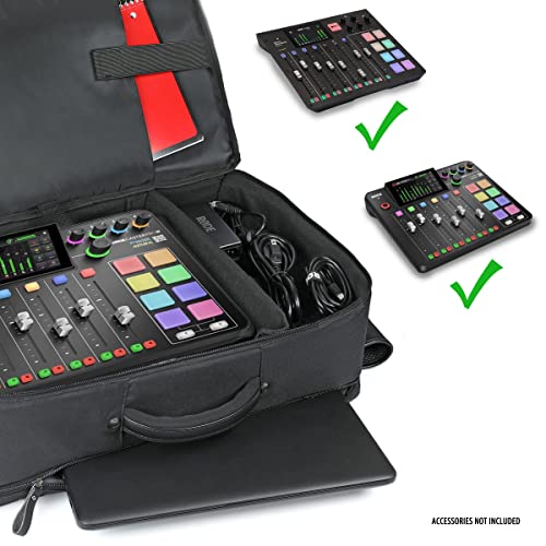 GOgroove Zaino per Mixer Audio - Custodia per Mixer per Podcast Compatibile con RODECaster Pro, RODECaster Pro II, Microfoni, Cuffie e Altro con Interni Personalizzabili e Resistenti ai Graffi