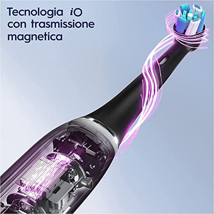 Oral-B Spazzolino Elettrico Ricaricabile iO 5N, Sensore di Pressione, Intelligenza Artificiale, 5 Modalità di Spazzolamento, 1 Testina, 1 Spazzolino, 1 Custodia da Viaggio, Nero, Idea Regalo