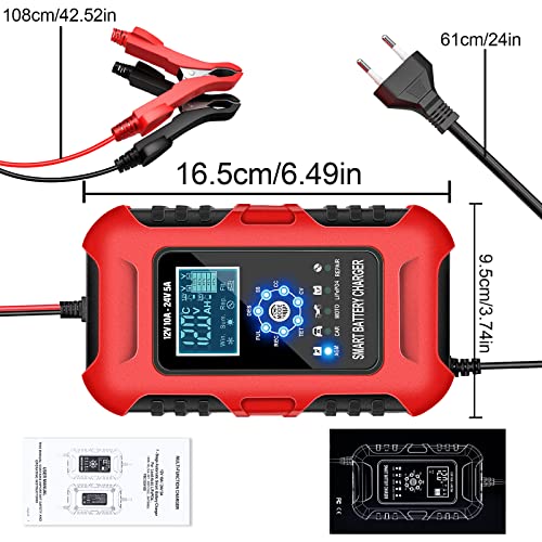 YDBAO Caricabatteria Auto di Carica 10A 12V/24V Carica Batteria Auto Protezione LiFePO4 Multipla Mantenitore di Carica Auto Con Display LCD per Auto Moto