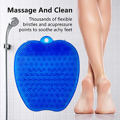 Tappetino per Piedi Scrubber, Pad Massaggio Doccia Piede Spazzola Antiscivolo con Ventose, Ideale per Ridurre il Dolore e Migliorare La Circolazione Sanguigna Del Piede, Esfoliare (blue)