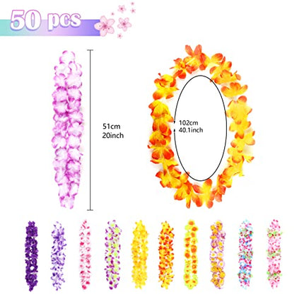 GWHOLE 50 Pezzi Ghirlanda Hawaiana Collana Tropicale Ghirlande Hawaii Hula Multicolori Fiori Ghirlande Festa per Vacanze Matrimoni Spiagge Decorazioni di Compleanno