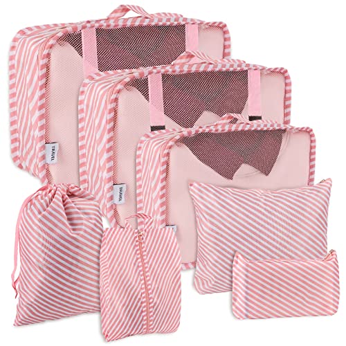 WUGU Organizer Valigia, 7 Pezzi Travel Organizer Packing Cubes Leggero Organizzatore Valigia Cubi di Imballaggio Cubo di Viaggio per i Vestiti, Scarpe, Intimo