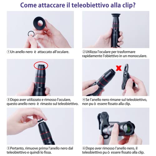 Selvim Kit Obbiettivi Smartphone, Versione Aggiornata con Lenti Blu-Ray Per Migliore Risoluzione, Obbiettivo Macro 25x, Grandangolare 0.62X, Fisheye 235, Teleobbiettivo 22x, Compatibilità Universale.