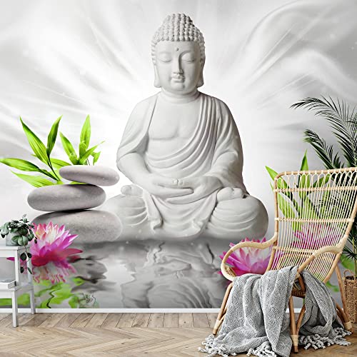 Carta da parati fotografica 396 x 280 cm fiori Buddha Zen | Vello Decorazione Murale Soggiorno Camera Da Letto | Manifattura tedesca | Bianco Verde Rosa 9289012c