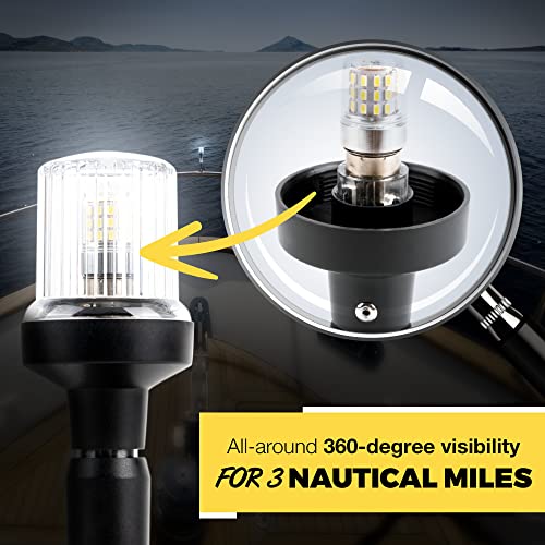 EVERBEAM P600 Lampada D’Ancoraggio in Acciaio Inox per Barche da Pesca e Vascelli Marittimi – Fornisce una Visibilità a 360 Gradi fino a 3 Miglia Marine – Resistente Alle Intemperie, Pieghevole