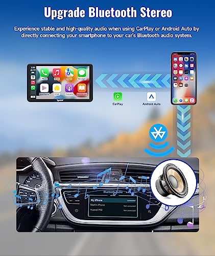 Spedal NaviCam 796W Wireless Apple Carplay & Android Auto, autoradio portatile con touchscreen IPS da 7 pollici, telecamera esterna, vivavoce Bluetooth con WiFi, AirPlay, trasmettitore AUX/FM 12-48V