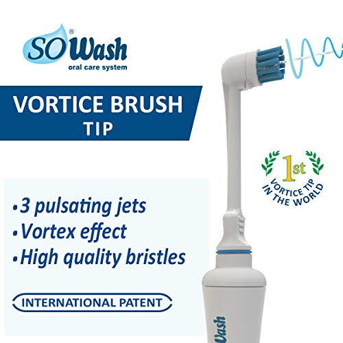 Idropulsore Dentale SoWash | Trio | Si Collega al Rubinetto | Irrigatore Dentale Senza Batterie e Elettricità | 1 Testina Vortice + 1 Testina Vortice Brush + 1 Testina Idrogetto | Prodotto Italiano