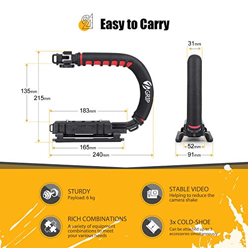 Zeadio Stabilizzatore portatile con accessorio extender per Canon Nikon Sony Panasonic Pentax Olympus DSLR Videocamera Telecamera Fotocamera