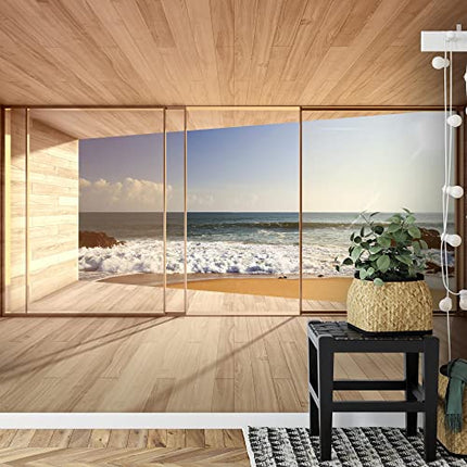 Carta da parati fotografica Finestra sul mare 352 x 250 cm Vello Sfondo Murale XXL Moderne Decorazione Soggiorno Camera De Letto Sala Ufficio blu marrone 9051011a