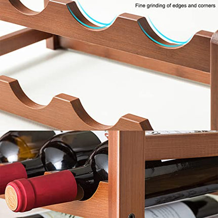 Tinyuet Portabottiglie di Vino, Scaffale in Bambù per Fino a 16 Bottiglie, Portabottiglie Autoportante per Vino, Cantinetta con 4 Piani, Dimensioni: 43x23x34.5cm