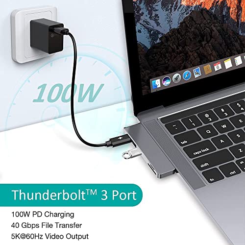 Adattatore USB C per MacBook Pro/Air M1/M2 2023-2019, con 4K@30Hz HDMI, Thunderbolt 3, USB C, 2 USB 3.0, Micro SD/SD slot, stazione di astracco 7 in 2 Dual Type C per MacBook Pro/Air Air/Air 2023-2019