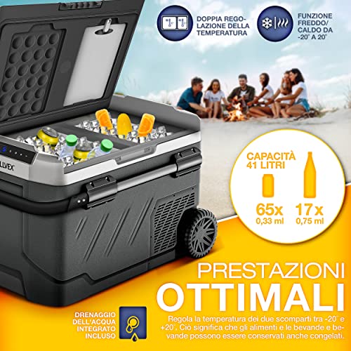 tillvex® Frigorifero Compressore Elettrico 51 Litri | Frigo Congelatore Elettrico con Controllo WIFI-APP, Porta USB, 12/24 V 230V | Frigorifero fino a -20 °C per Auto, Camion, Barca, Camper, Camping