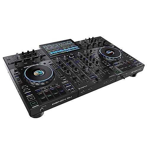 Denon DJ PRIME 4+ Controller indipendente a 4 deck per DJ con streaming Wi-Fi, Drop Sampler, schermo touch da 10,1", controllo luci ed effetti