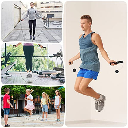 Gritin Corda per Saltare, Speed Corda Salto Professionale Corda Fitness Regolabile con Contatore di Calorie/Timer/Manici Antiscivolo/Pacchetti Portatili, per Boxe/Fitness/Perdita di Peso/Altezza Lunga