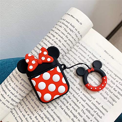 YIGEYI Custodia in Silicone Compatibile con Airpods 1 e 2 Funny Cute Cartoon 3D Case Cover[Serie di Animazione Leggero] (Minnie)