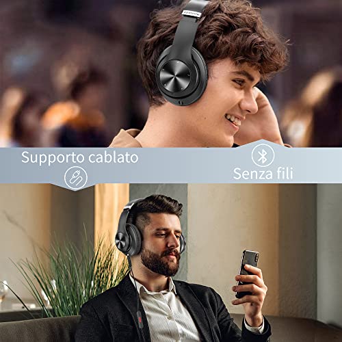 Cuffie Bluetooth Over Ear, 60 Ore Di Riproduzione, Cuffie Wireless 6 EQ Modalità Di Suono con Filo, Cuffie con Microfono Stereo HiFi, USB C, SD/TF, FM, Cuffie Bluetooth 5.0 per Sport Viaggio, Studio