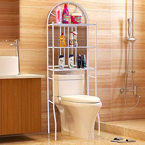 RELOVE Scaffale Multifunzione per Bagno Rack Mensole Salvaspazio, Organizer per Bagno, WC, Bidet e Lavanderia, 3 Ripiani Portaoggetti in Ferro, Portasciugamani (65 * 34 * 177cm (bianco))