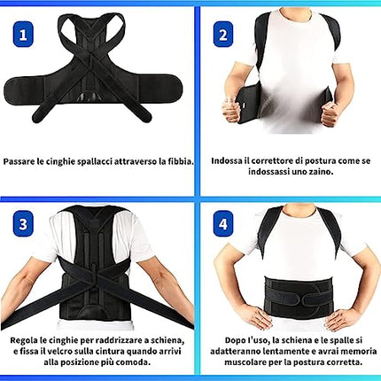 Busto Fascia Correttore Posturale per Spalle e Schiena, Supporto Postura Schiena per Schiena Dritta Uomo e Donna, Raddrizza Spalle, Alta Efficienza e Qualità, Traspirante e Confortevole,XL