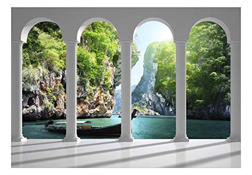 murando Carta da parati Paradiso 350x256 cm Fotomurali in TNT Murale alla moda Decorazione da Muro XXL Poster Gigante Design Carta per pareti Lago Natura Paesaggio Laguna Mare c-C-0454-a-a