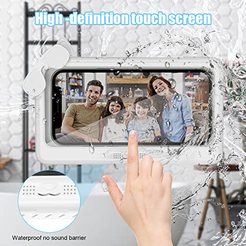 FOGARI Supporto per cellulare da doccia, impermeabile, girevole a 480°, da parete, per il bagno, con touchscreen flessibile per telefoni sotto i 7 pollici