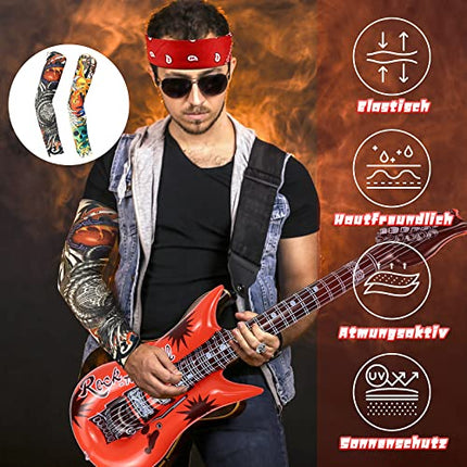 Dreamtop 10 pezzi Punker Costume Accessori Punk Gothic Rocker Kit Uomo Rock Star Punker Kit 70s 80s 90s Disco Rocker Travestimento Accessori Gonfiabile Chitarra Microfono Rocker Kit