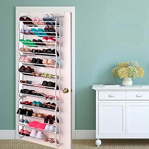 BAKAJI Scarpiera Salvaspazio Dietro Porta Muro Parete 12 Ripiani Slim Modulabile Altezza 183 cm Scaffale Organizer per Scarpe