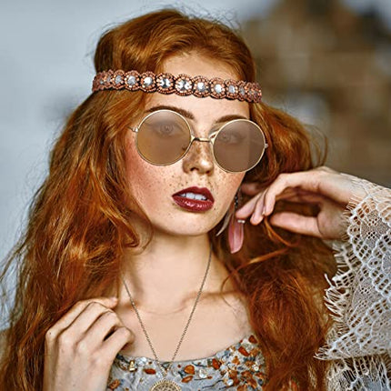 Set di 4 Accessori per Costume da Hippie Anni '70 '60 Accessori per Vestito da Cowgirl di cui Occhiali Collana Orecchino Fascia da Hippie per Donna Ragazza Costume di Carnevale